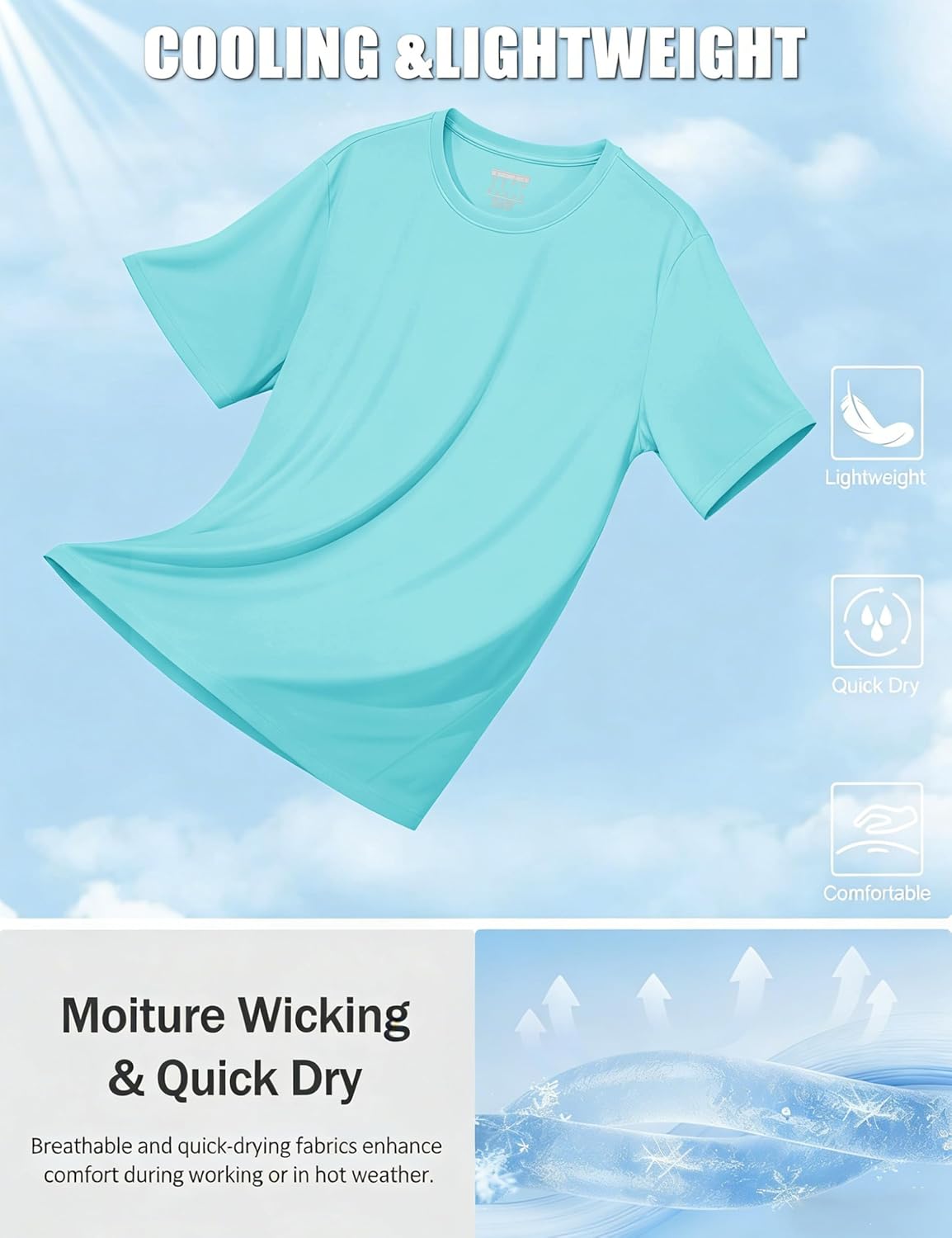 TACVASEN Mens Athletic Short Sleeve T-shirts Quick Dry Fit Workout Sun Protection Swim Shirts Running Rash Guard UPF50+ - Image 4