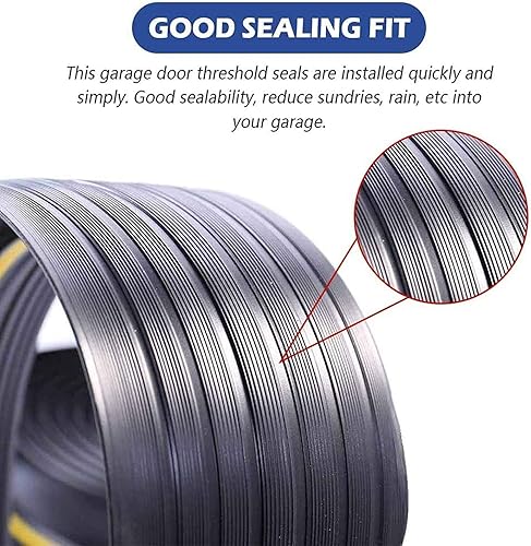 Miniatura 2 de Tira universal de umbral de goma para puerta de garaje de 12 pies con adhesivo negro de 10.1 fl oz, tira de sellado resistente a la intemperie,