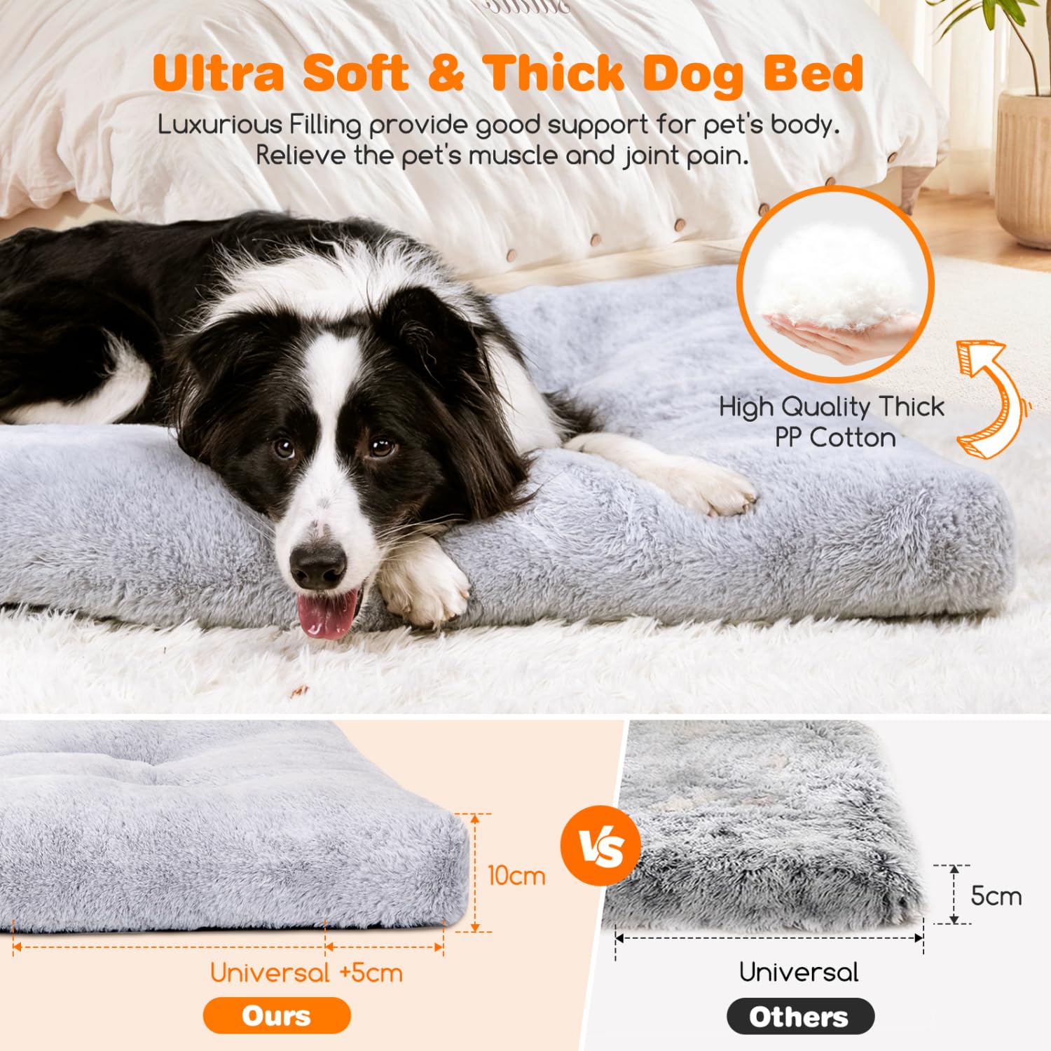 Nobleza Letto per Cani Lavabile Medio 80x50x10 cm Cuccia Cane Interno Antiscivolo Morbido