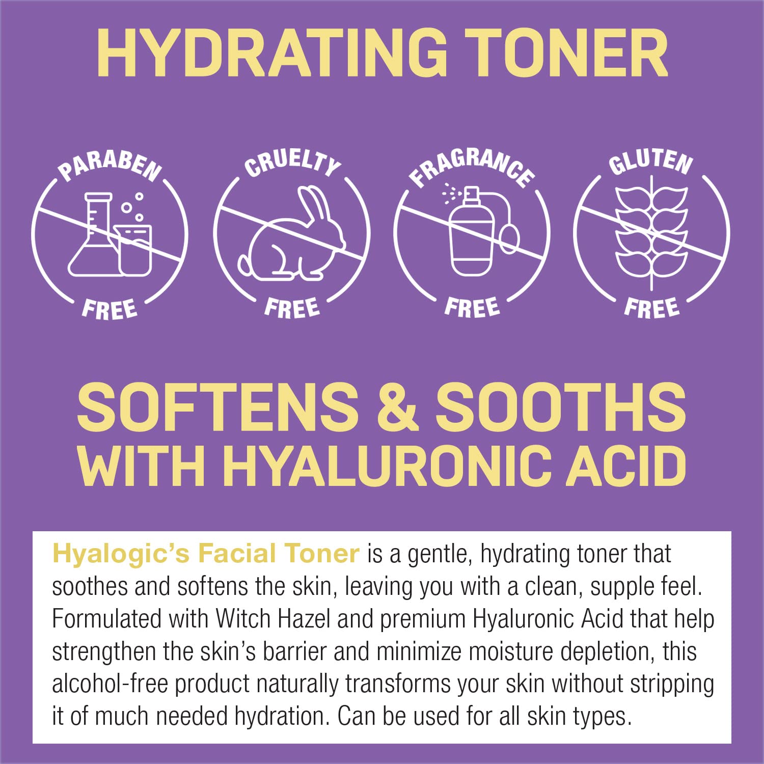 Tónico facial con hamamelis de 8 onzas, ácido hialurónico Spa HA y aloe vera, tóner hidratante sin alcohol astringente para cara, 8 onzas líquidas 3