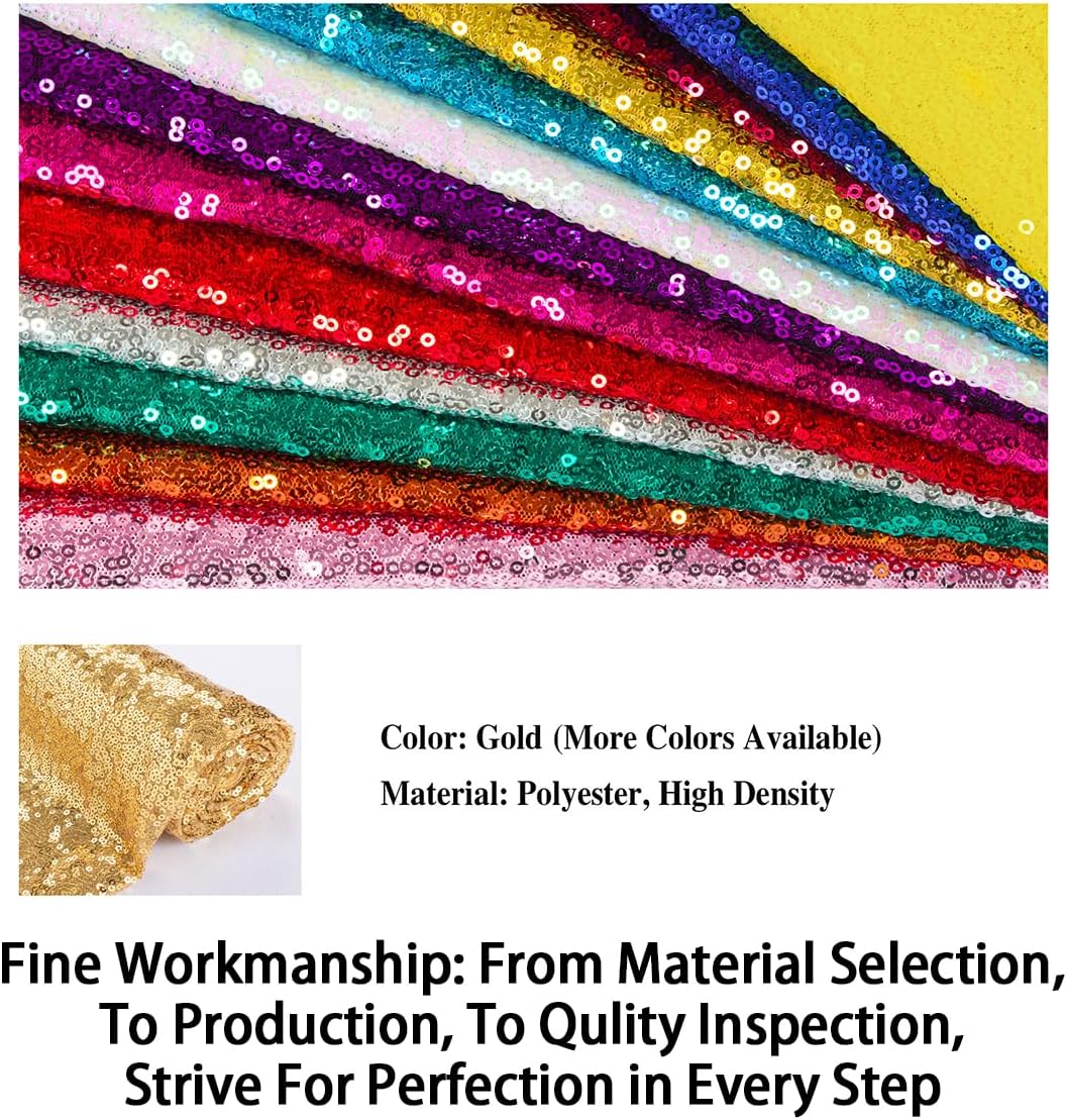 ShinyBeauty Gold Sequin Fabric Bolt (15 Feet 5 Yards)