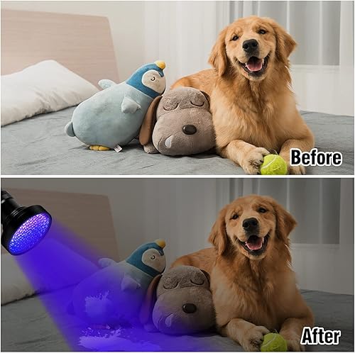 Miniatura 6 de Linterna UV de luz negra, 100 linternas LED de luz negra, detector de orina de mascotas de 395 nM para orina de gato, manchas, chinches, baterías no