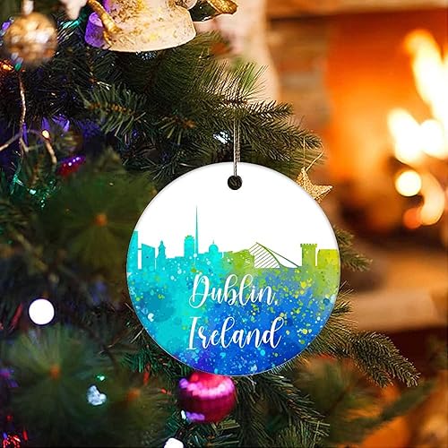 Miniatura 7 de Two-Side Printed India-New Delhi Ceramic Christmas Ornament Novelty for Family Friends Kids City View Silhouette Christmas Keepsake Pendants