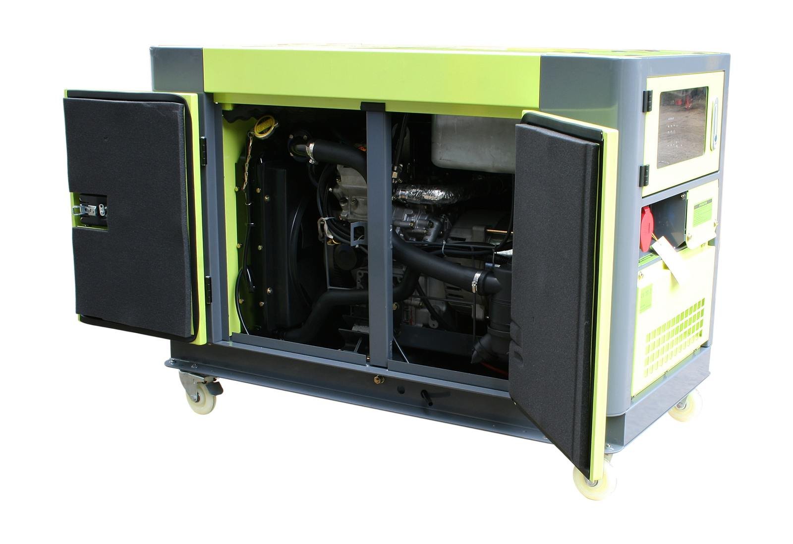 Varan Motors 92693 - Generador eléctrico diésel (silencioso, 10 kVA, 400 V, 230 V, 12 V, refrigerado por Agua)