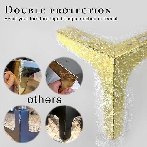 Miniatura 4 de Juego de 4 patas de repuesto de metal dorado para muebles, juego de 4 patas de tocador doradas de lujo para sofá, cama, armario otomano