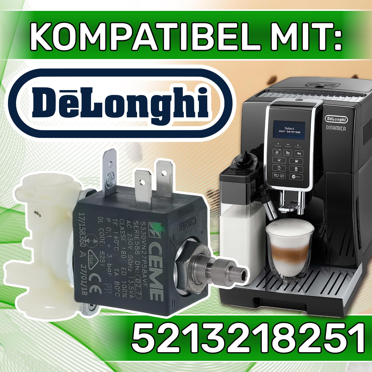 3va 230v elektrozawór elektromagnetyczny z oryginalnym kodem 5213218251 dla DeLonghi - 5 lat - ONIX TECH