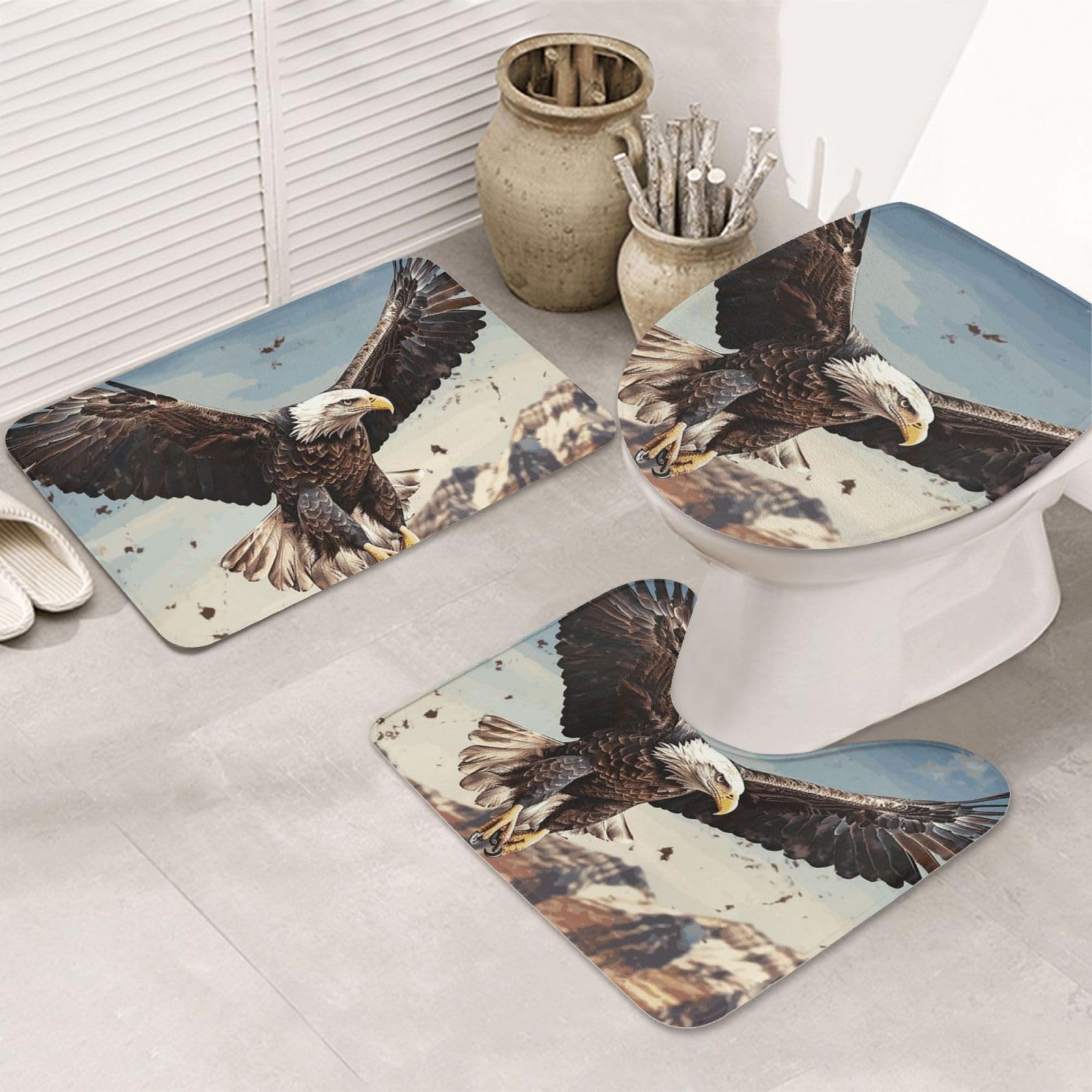 Tapis de douche antidérapants microfibre Flying Eagle pour salle de bain familiale