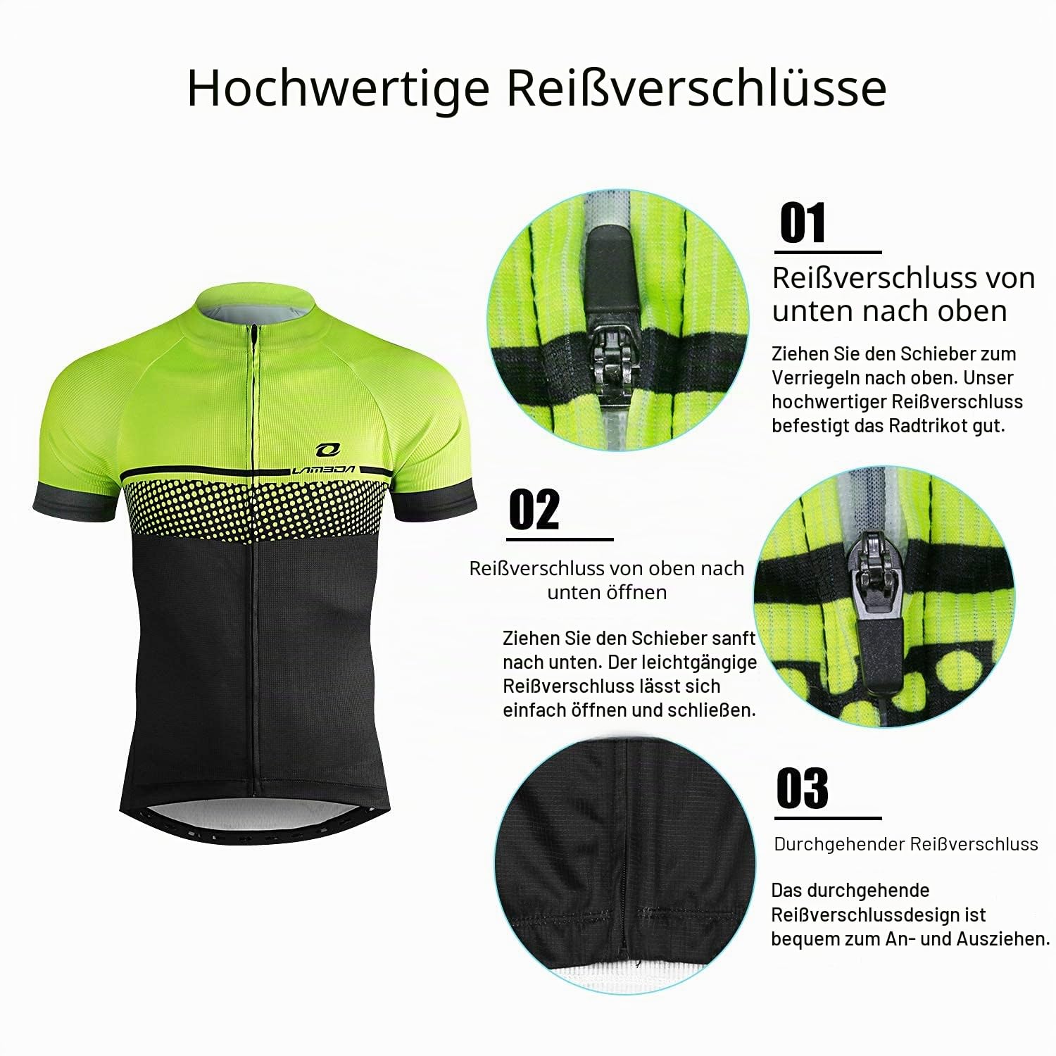 LAMEDA Kurzarm Radtrikot Herren Elastische Atmungsaktive T-Shirt Jersey Funktionsshirt Schnell Trocknen Stoff Fahrradtrikot für Radsport Outdoor Sport