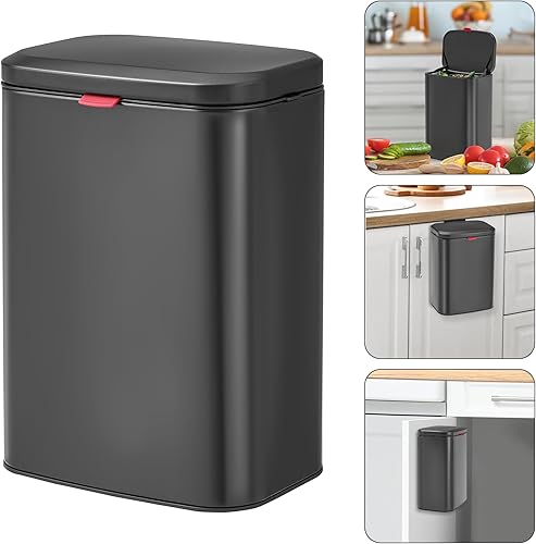 Contenedor colgante de compost de cocina de 8 litros2.1 galones, incluye 30 bolsas compostables, cubo de basura con cubo interior extraíble, acero