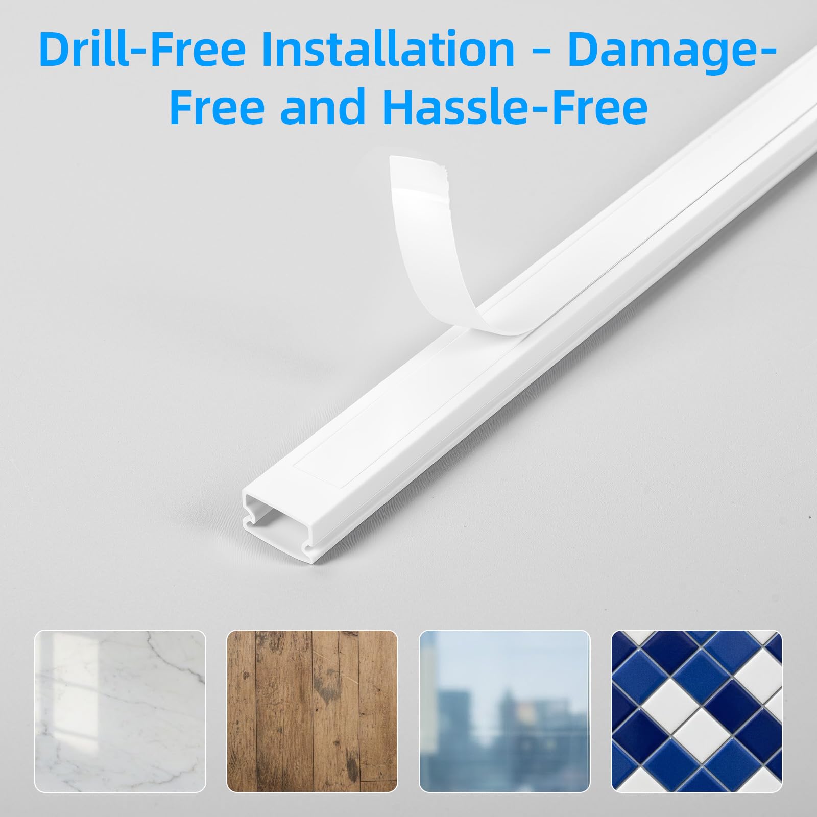 Carehabi Canaleta Cables Pared Adhesivo 4,8m (15x9mm,0,4mx12pcs), Organizador de Cables y Canaletas para Cables, Cubre Cables Pared Autoadhesivo para TV y Despacho, Blanco — view 5