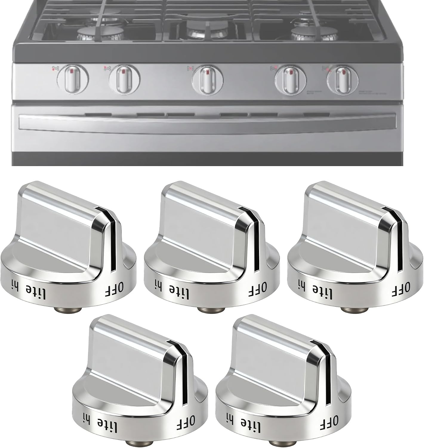 5304502763 Stove Knobs Replacement,Compatible with Frigidaire Gas Range Stove Oven,for Frigidaire gas stove knobs Replaces PS11724147 AP5984069 EAP11724147 4279473,Fits FGGF3035RFA FGGF3035RFC(5 Pack)