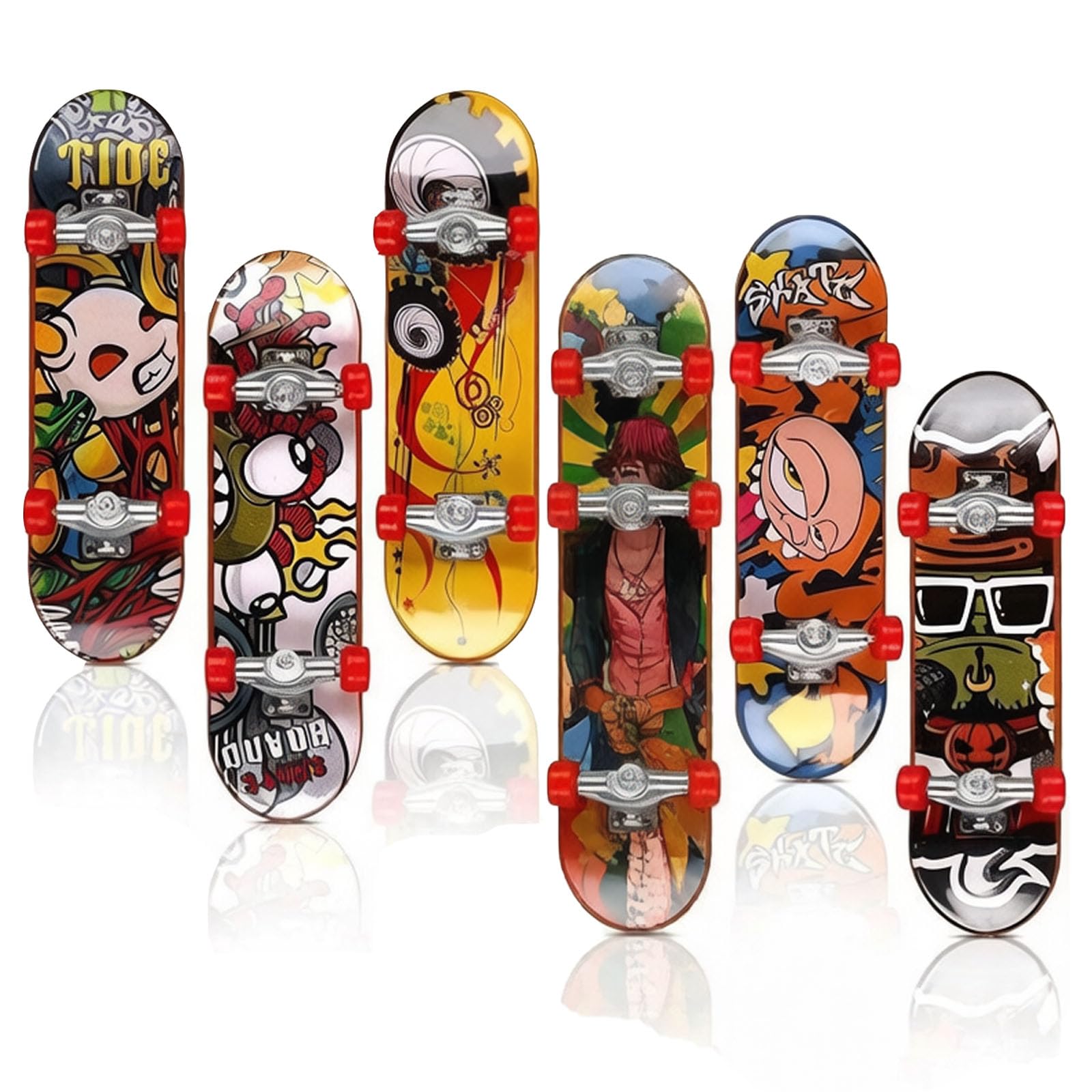 6 Pcs Finger Skateboard, Mini Skateboard for Adults Finger Coordination Training, Stress Relief Tool for Office and Home Use, Portable Fingerboard Set for Skating Enthusiasts and Collectors-image-36
