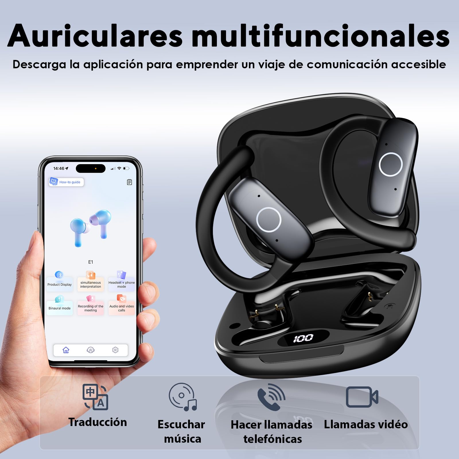 Tisco Auriculares Bluetooth Inalámbricos In-Ear, 36H Hi-Fi Estéreo, 4 Micrófonos ENC, Pantalla LED, USB-C, IPX7 Impermeables, Compatibles con Android/iOS, para Deporte/Gimnasio/Videollamadas