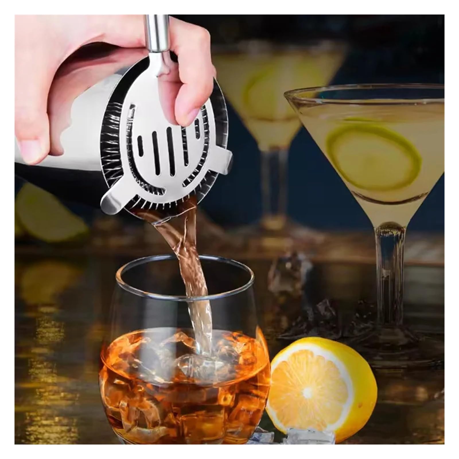Coctelera de acero inoxidable 550ml, mezclador, barman, bebida, accesorios for Bar(4pcs set)