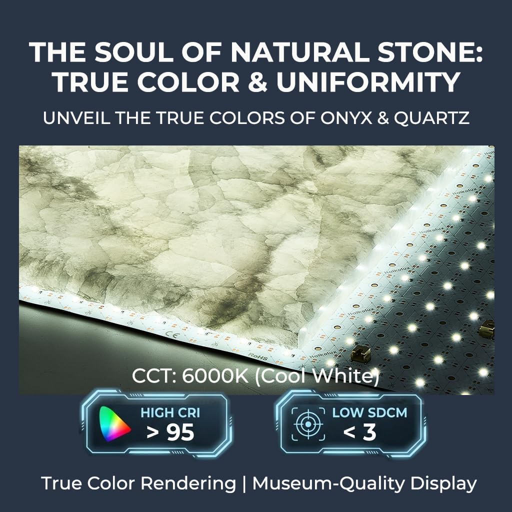 4-Pack Flexible LED Light Sheet: 24x12in 36W Per Sheet, 6000K Cool White. Paper-Thin Backlight Panel for Translucent Onyx Stone & Quartz. 24V DC Dimmable System, Commercial-Grade High CRI.