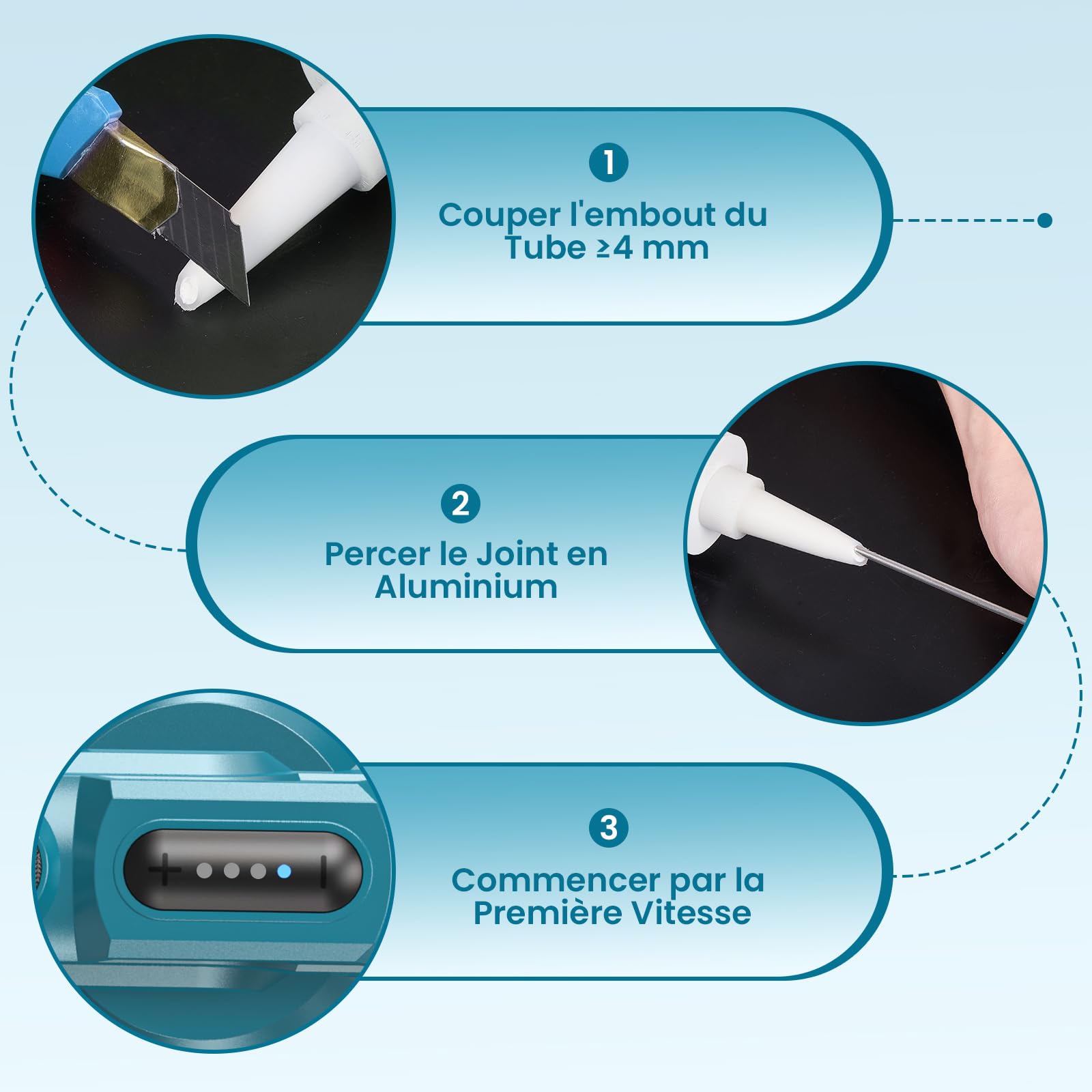 Pistolet à Silicone Electrique 21V Compatible avec Batteries Makita 18V, Vitesse Réglable pour Calfeutrage