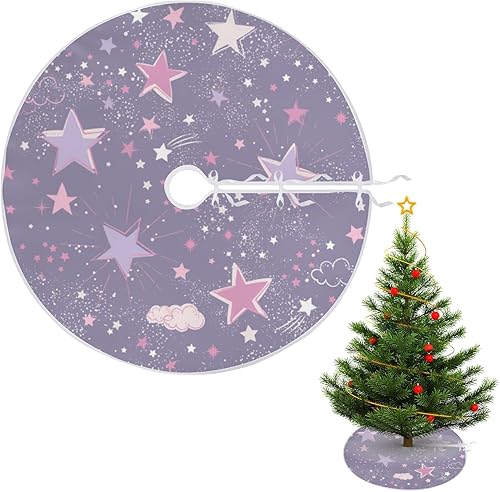 Miniatura 1 de Faldas de árbol de Navidad púrpura estrellado celestial de ensueño de 48 pulgadas decoración de árbol de Navidad decoración de Navidad para casa