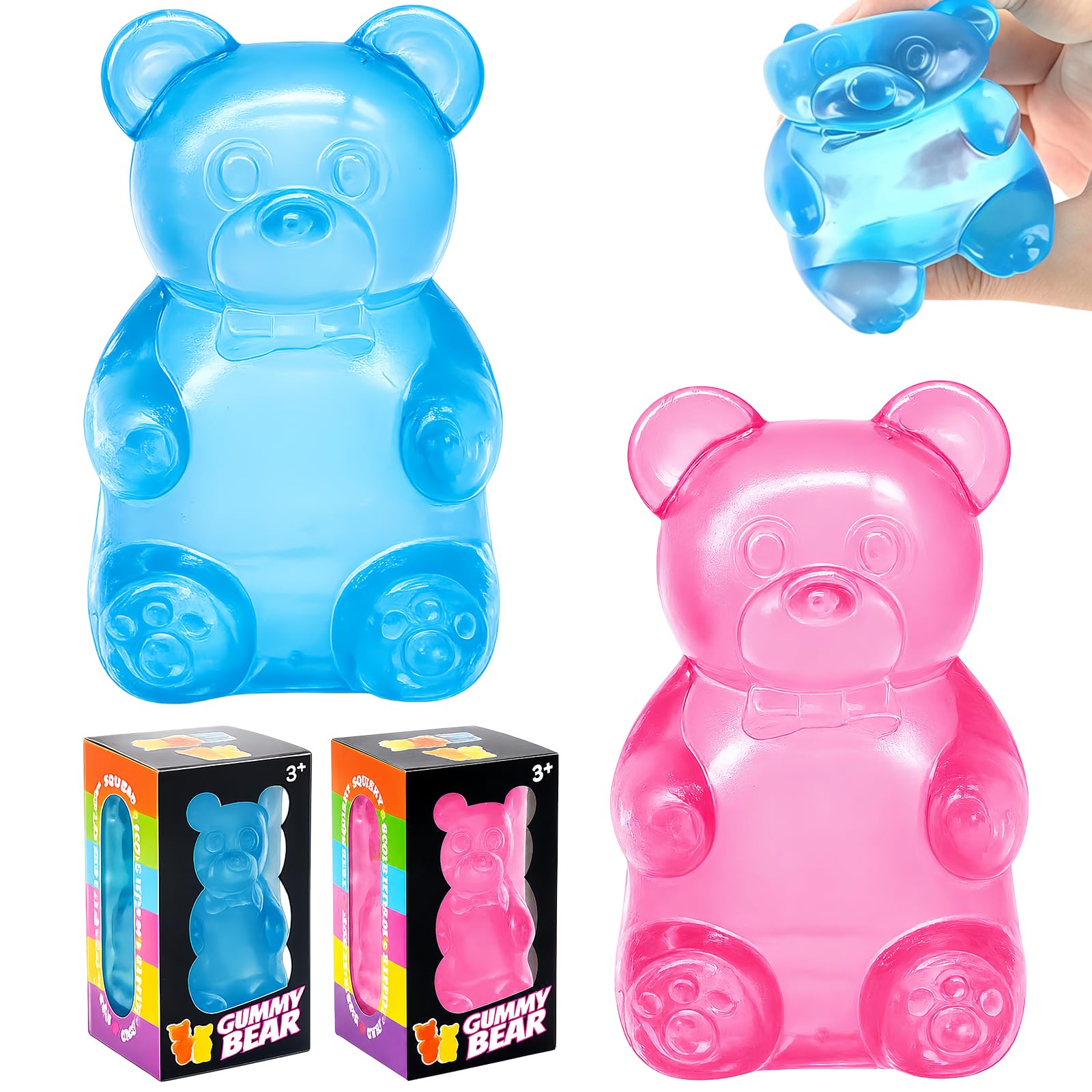 Squeeze Toys for Kids - Stress Relief Balls, Autism Stress Relief, Stress Balls for Adults and Children, Classroom Prizes, Safe & Durable Stress Relief Toys (2 bears)