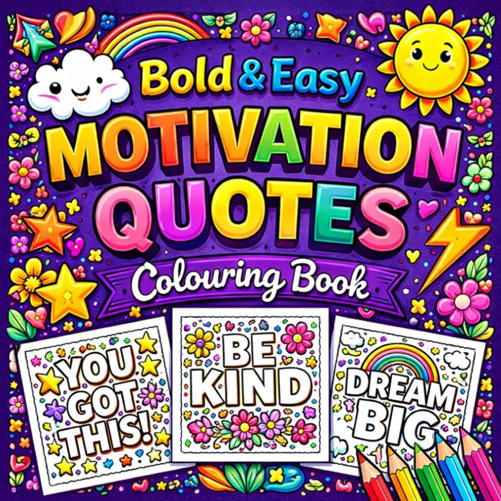Bold and Easy Motivational Quotes Coloring Book for All Ages: Simple & Inspiring Designs for Relaxation, Stress Relief, Positivity & Mindfulness