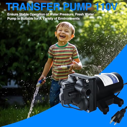 Miniatura 2 de Bomba de transferencia de agua de 5.5 GPM, bomba de presión de agua de 110 V CA, bomba de agua en línea para manguera de jardín, rociador, cubierta