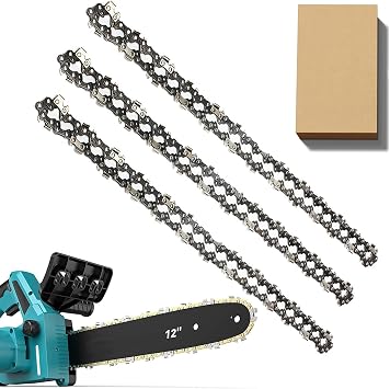 3 Pack Chainsaw Chain for 12" Bar, 45 Links 3/8" LP .043" Gauge for Ryobi | Replacement Low-Kickback Chain fits for Ryobi OCS1830, Bosch AKE 30 Li, Makita, Dewalt and More and Other Chainsaws