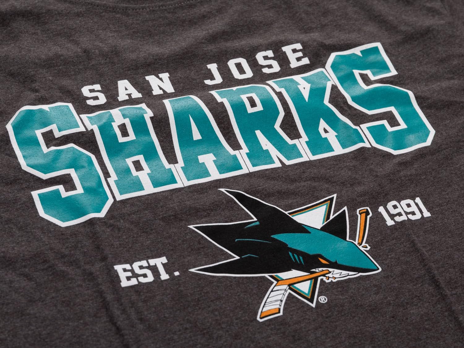 Calhoun NHL Men’s Heather Vintage Style T-Shirt — Screen Printed Logo Tee, Cotton Poly Blend