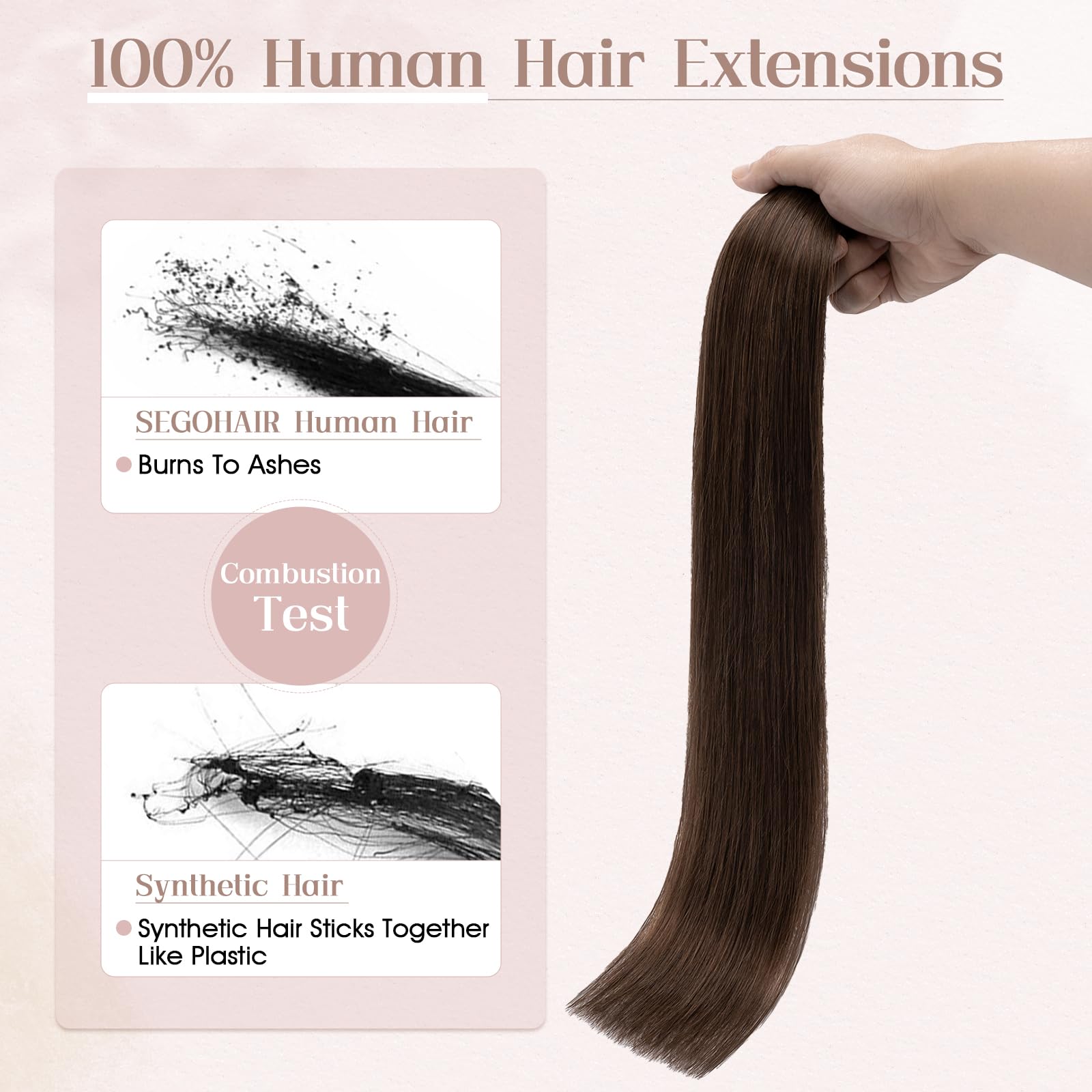 SEGOHAIR Tape in Hair Extensions Human Hair, 12" Invisible 10Pcs Real Hair Straight Natural Remy Tape Hair Extensions - Medium Brown - Image 2