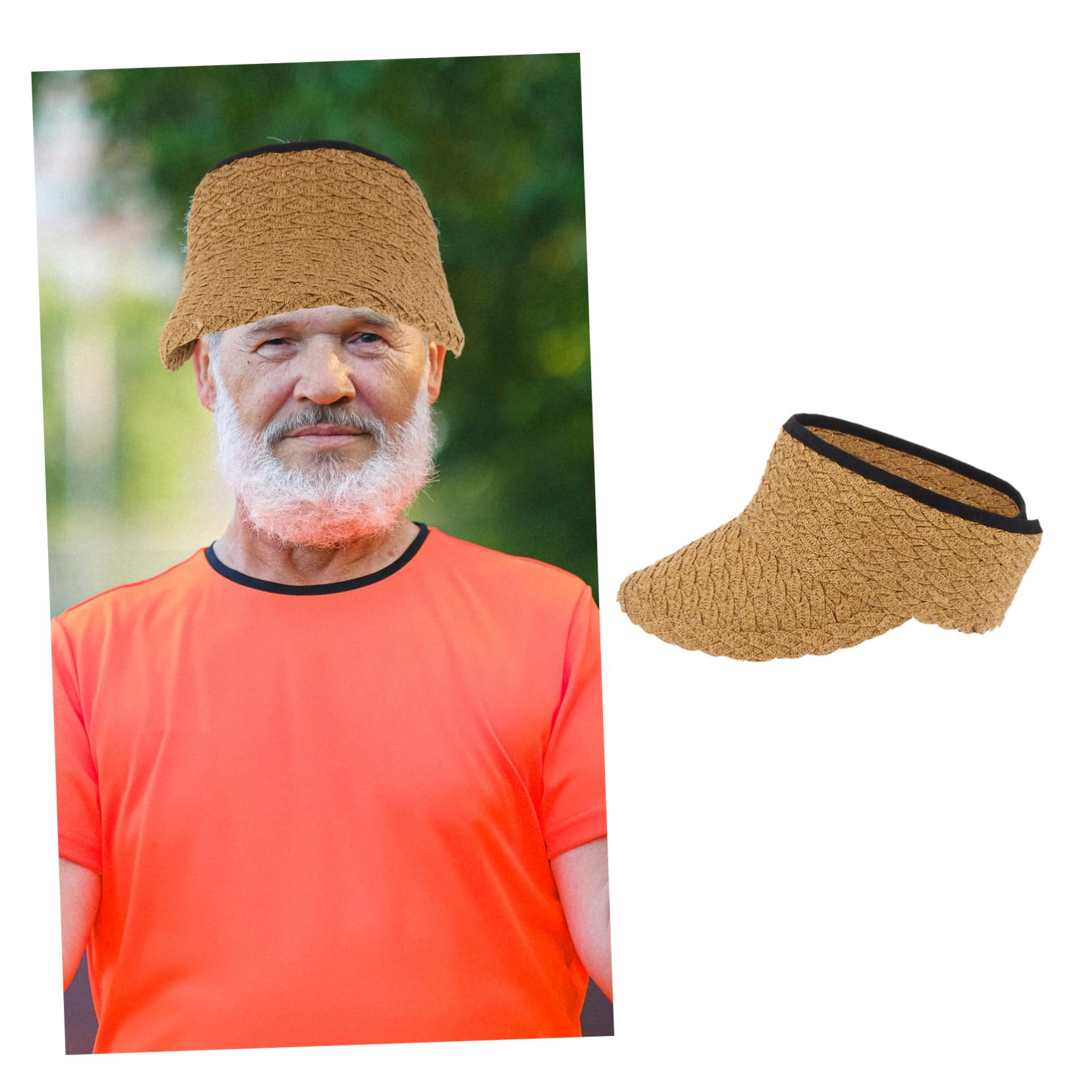 CALLARON leerer Zylinder für Schirmmütze groß Kappe Sonnenhut faltbar Männer strandloege gartenhüte Strohhut Visor Cap sonnenschutzmütze Stroh geflochtener Hut Sonnenschutzhut Khaki
