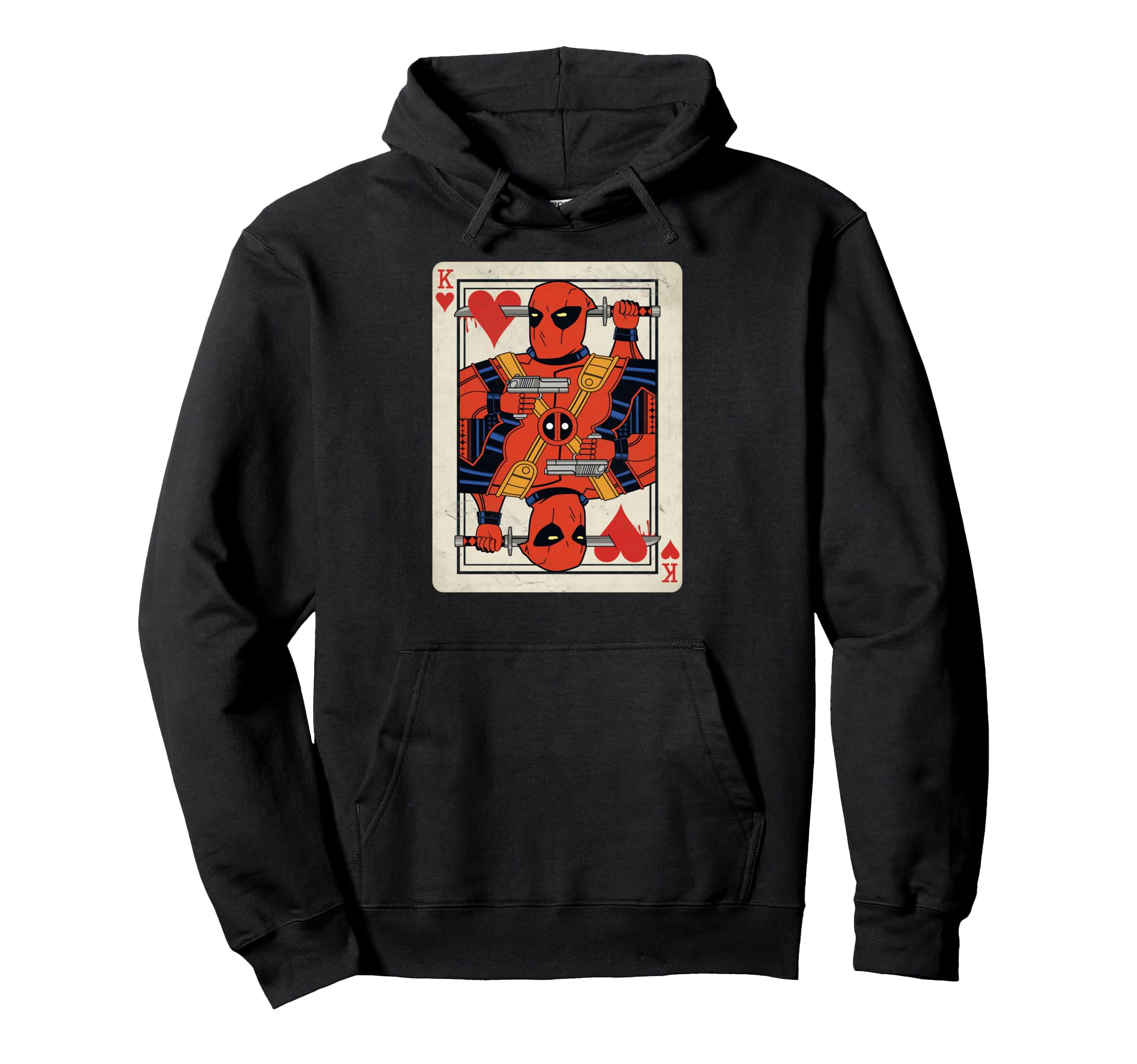 Marvel Deadpool King of Hearts Card Graphic Hoodie, Blau, 8.5 ounce