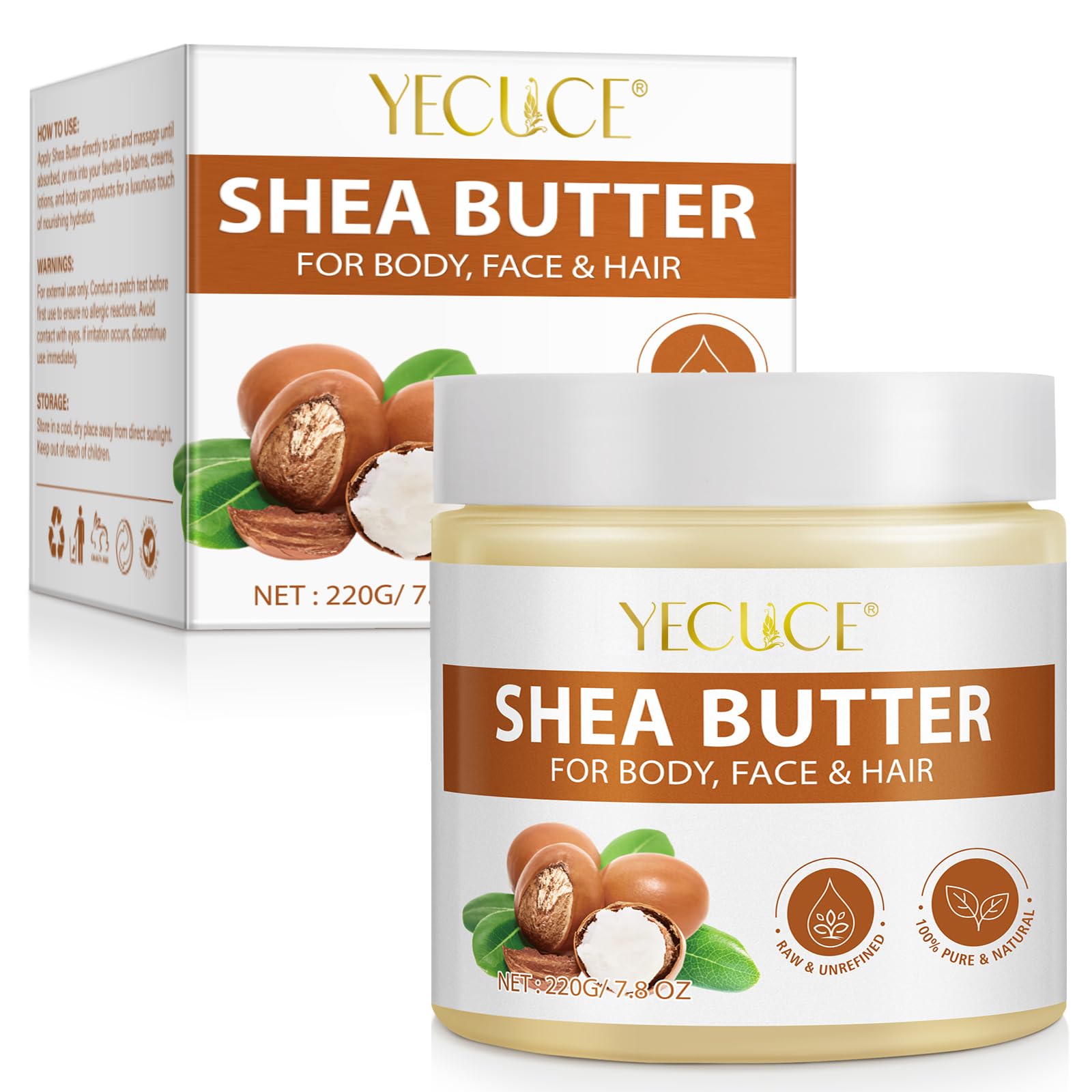 Organic Shea Butter, 100% Pure African Shea Butter for Hair and Body Nourishes, Soothes, and Softens Dry Skin, for Skin Hair