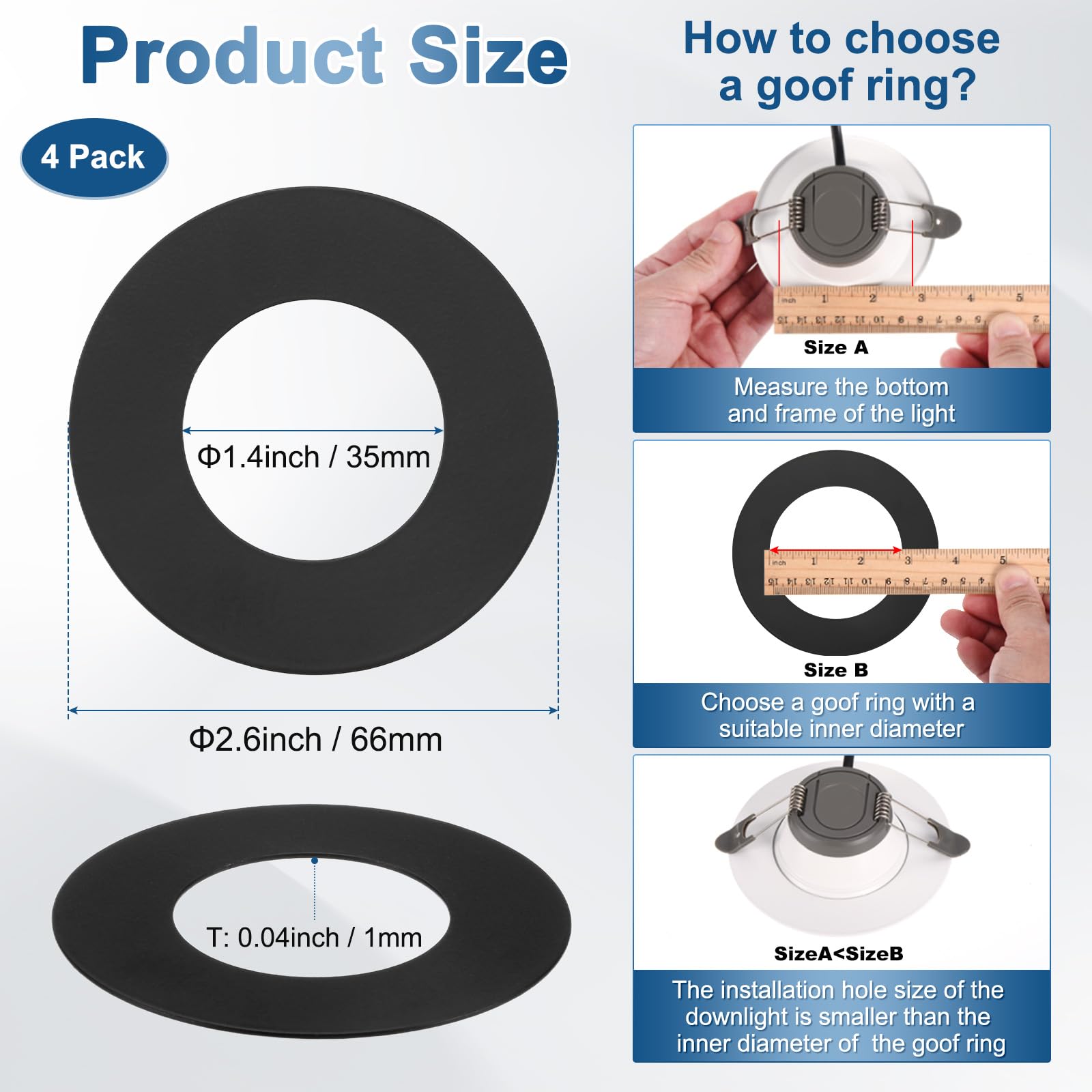 M METERXITY 4-Pack Goof Rings for 1 Inch Recessed Lights - Image 3