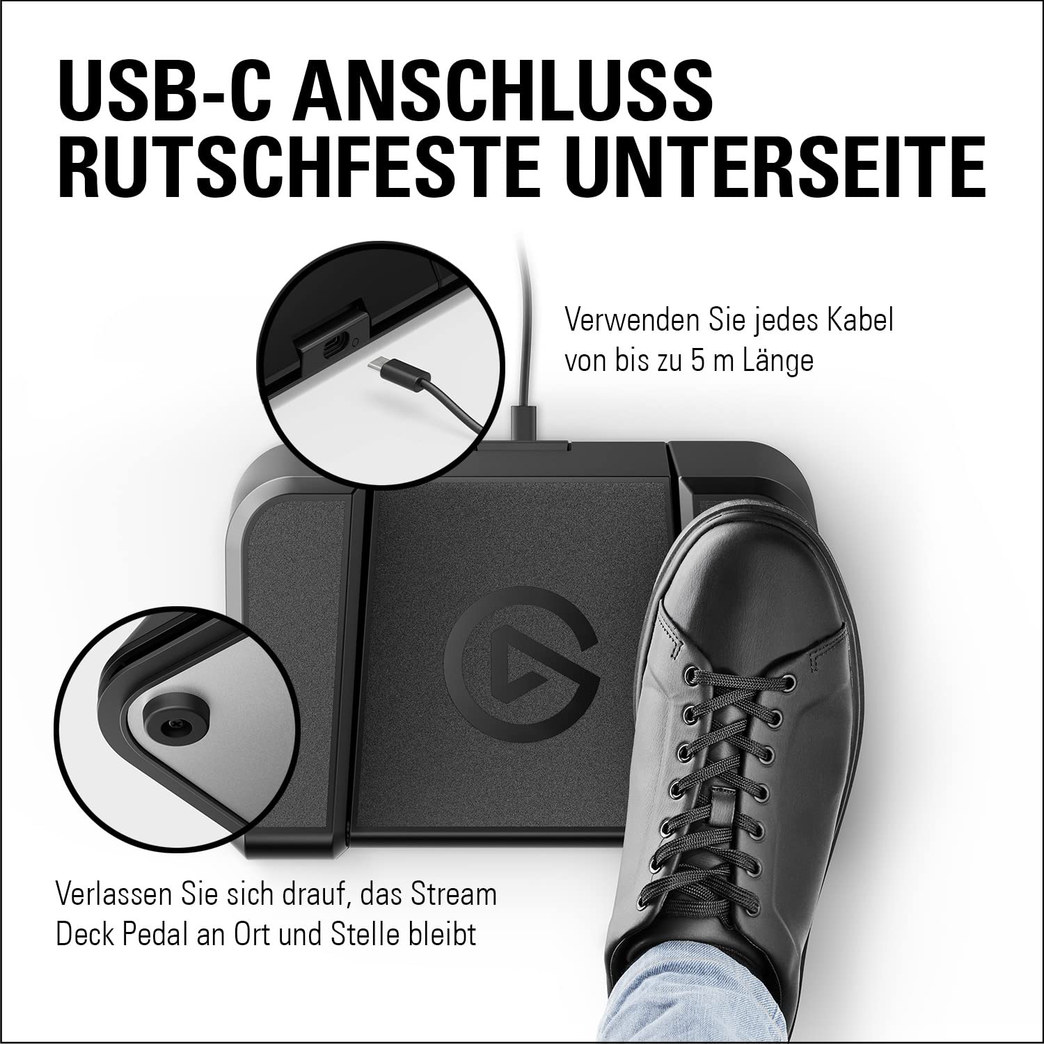 Elgato Stream Deck Pedal – Freihand-Studio-Controller, 3 Makro-Fußpedale, für Mac und PC