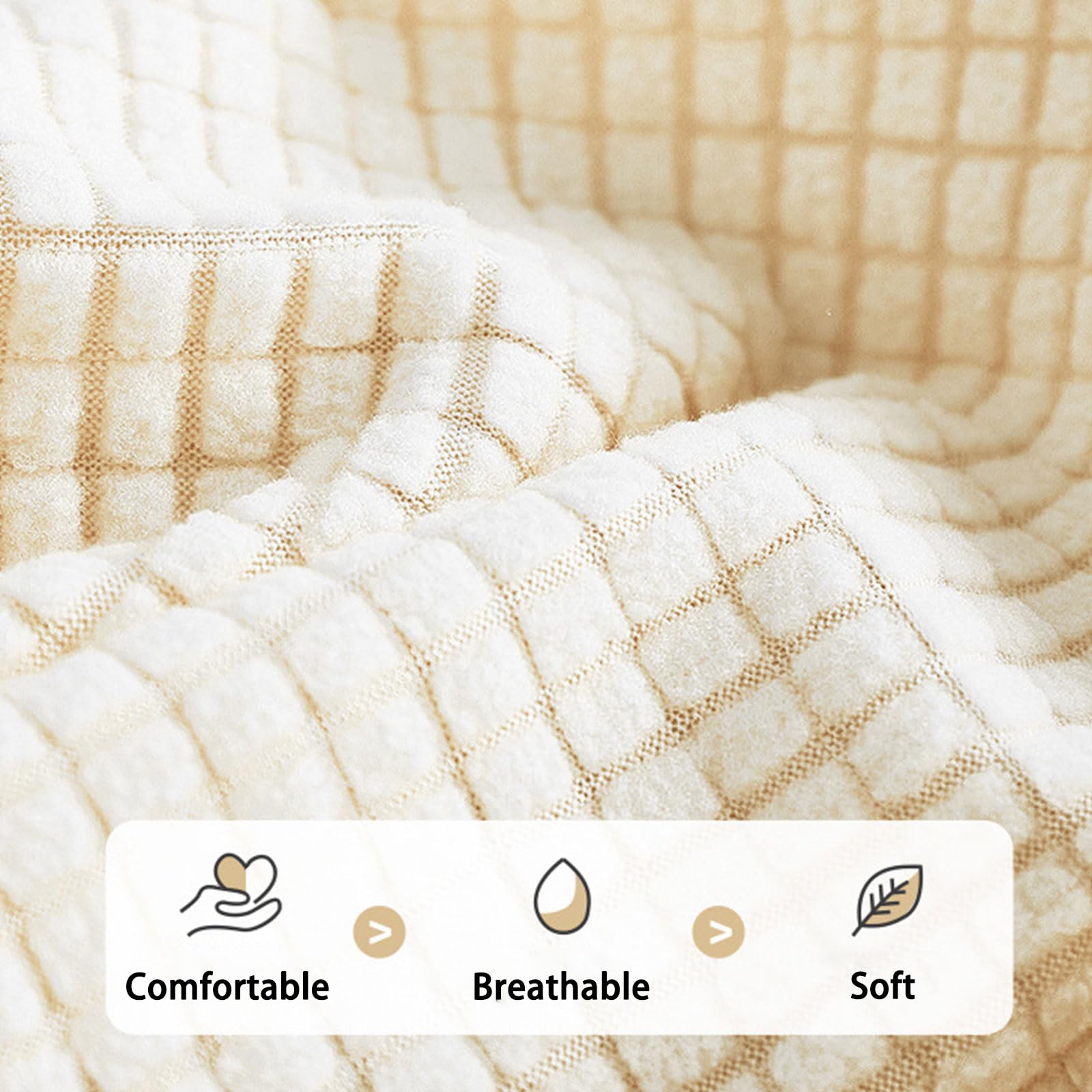 Copripoltrona Fodera per Poltrona, 4-Pezzo Copri Poltrona Relax Reclinabile, Copertura con Tasca, Fodera Elasticizzata, Lavabile,Beige,a