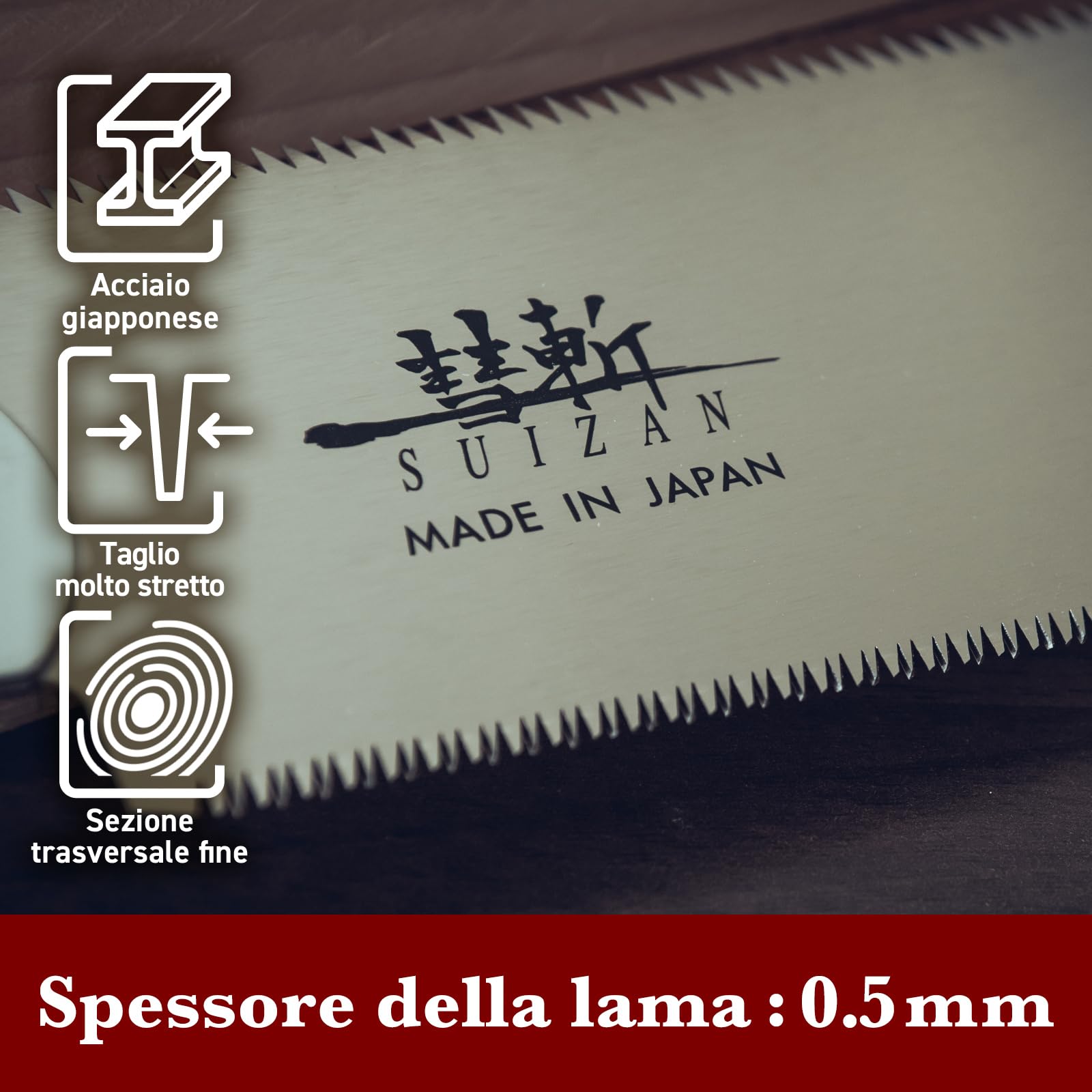 SUIZAN Ryoba Sega giapponese a doppio taglio 240mm - Utensili professionali per la lavorazione del legno