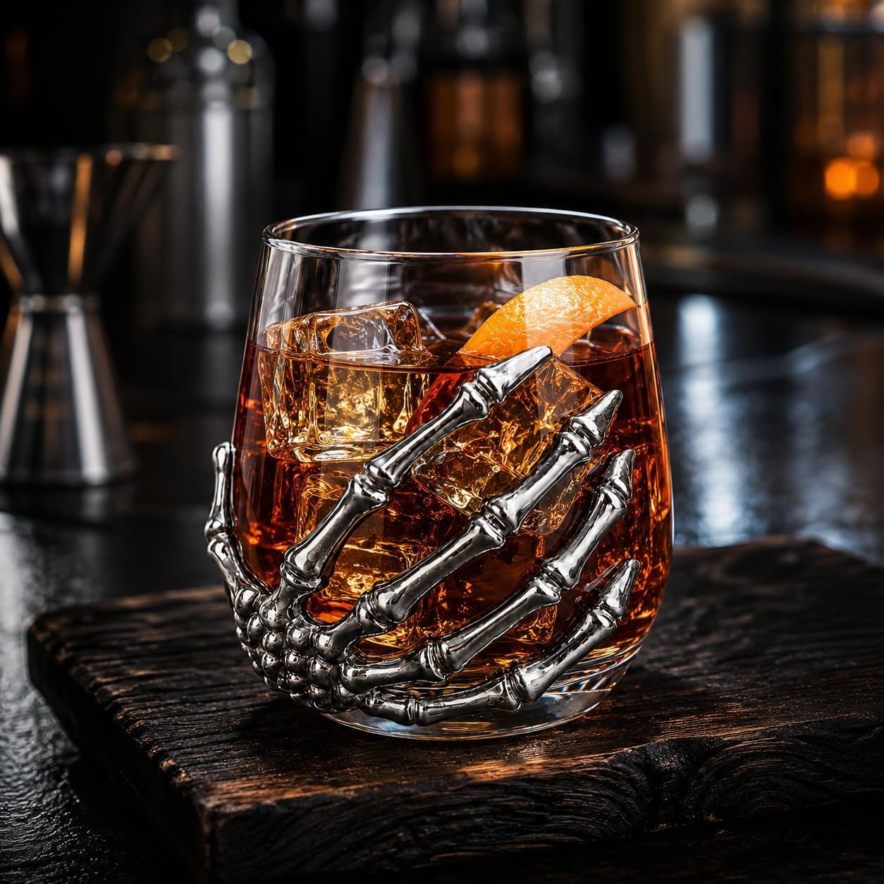 Halloween Decorations Indoor – 12.5 Oz Skeleton Hand Stemless Wine Glass