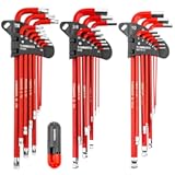 TOMMARS Hex Key Set Magnetic Ball End S2 Steel With T-Handle Hex Key Allen Wrench Set SAE&lpar;1&sol;16"-3&sol;8"&rpar; Metric&lpar;1&period;5mm-10mm&rpar; TORX&lpar;T10-T50&rpar;