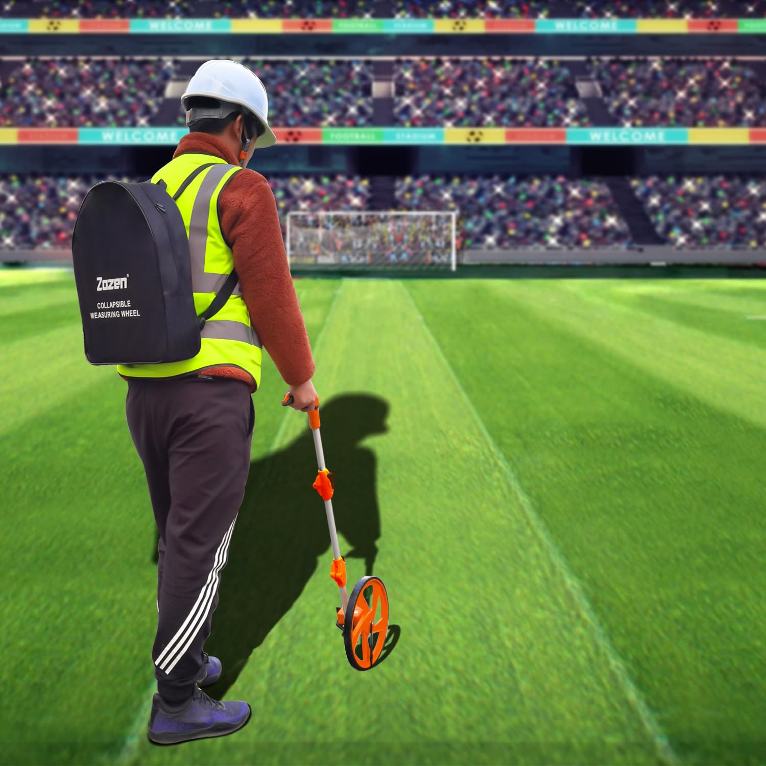 Zozen Distance Measuring Wheel, Measure Wheel in Feet and Inches, Collapsible/Mechanical/One Key to Reset/Kickstand to Keep Stand/Starting Point Arrow and Carrying Bag, Adapt to Various Roads.