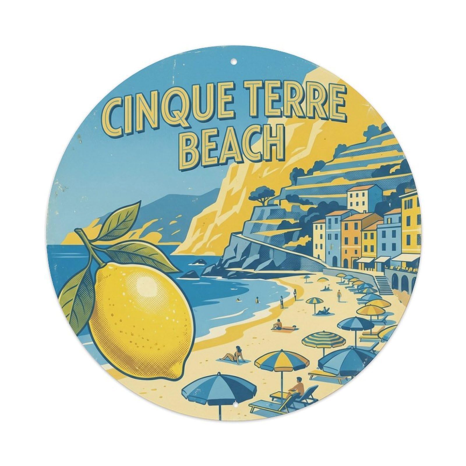 Olhnbad Style Cuisine Culture Cinque Terre Monterosso Lemon Travel Metal Tin Sign