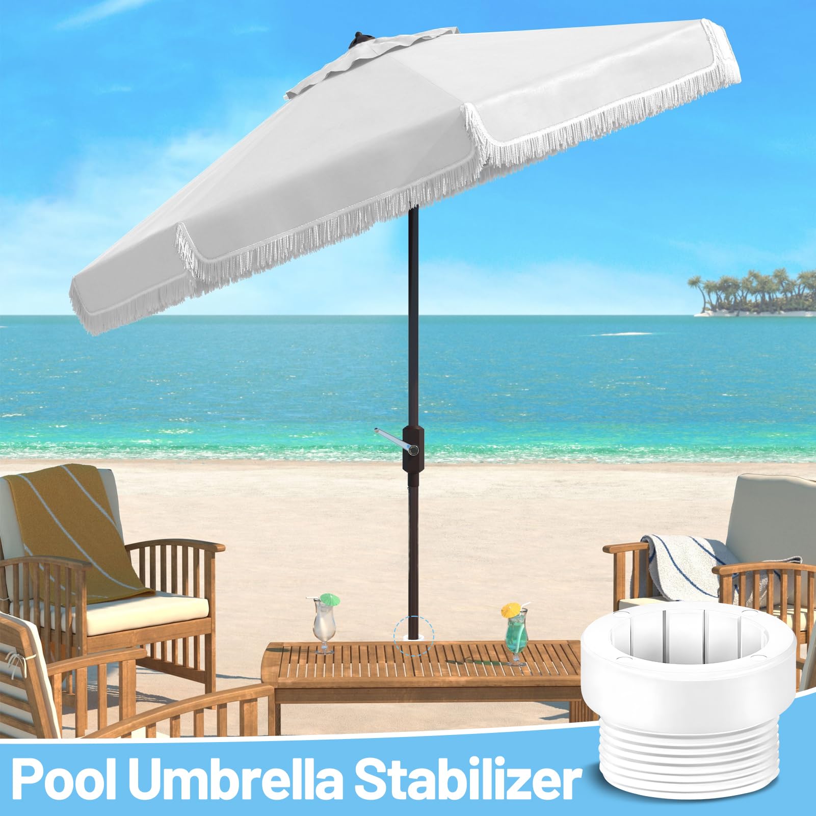KZQ Confezione Da 2 Manicotti Adattatori Filettati Per Stabilizzatore Per Ombrellone Da Piscina Per Esterni Patio Terrazza Nero 88862621