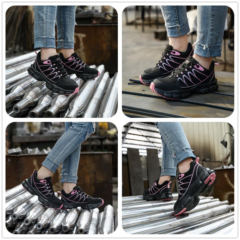 Scarpe da ginnastica antinfortunistiche da donna con puntale in acciaio, scarpe antinfortunistiche da lavoro, leggere, traspiranti, industriali, antiscivolo, a prova di foratura
