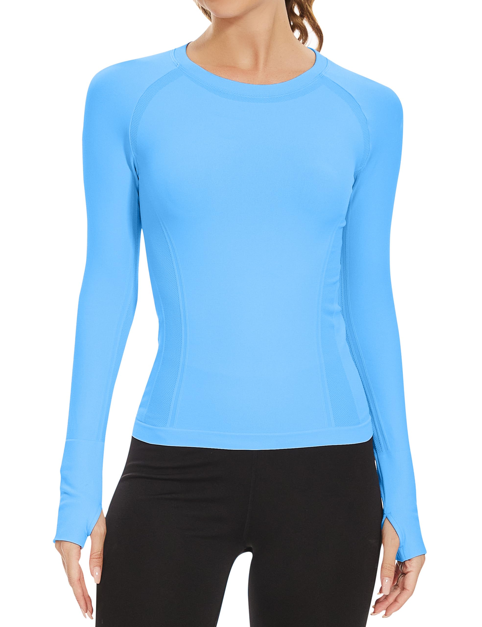 MathCat Seamless Long Sleeve Workout Tops with Thumb Holes