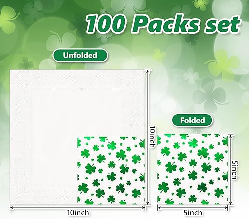 Miniatura 2 de JarThenaAMCS 100 servilletas de papel para el día de San Patricio, 3 capas, servilletas desechables de trébol verde, servilletas irlandesas para