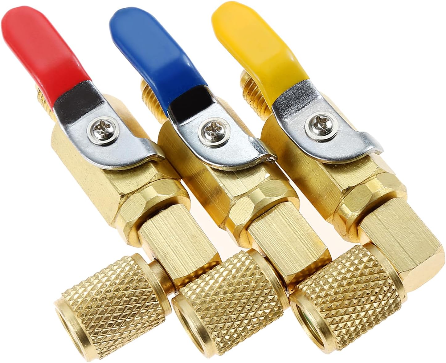 Válvula de Bola para Refrigerante 1/4" SAE, 3 Piezas, R134A/R410A/R22/R12