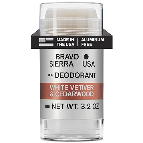 Bravo Sierra - Desodorante natural sin aluminio para hombres protección contra olores y sudor durante todo el día vetiver blanco y madera de cedro