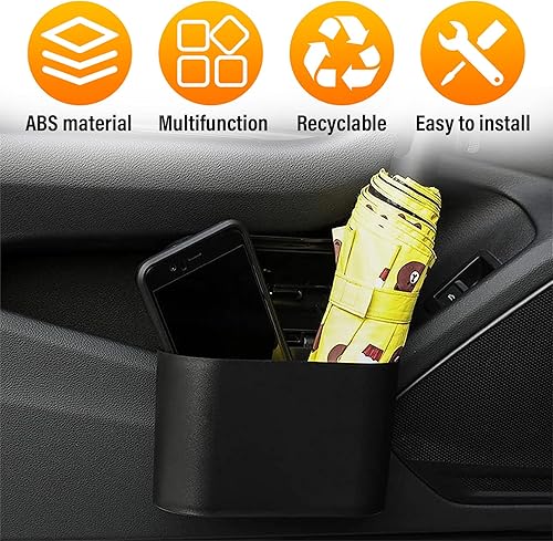 Miniatura 5 de Kewucn Mini cubo de basura para automóvil con tapa, cubo de basura portátil con 15 bolsas de basura, organizador universal para colgar a prueba de