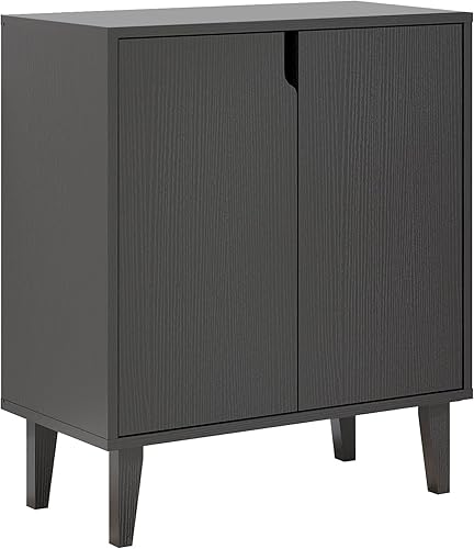 Panana Gabinete de almacenamiento de 2 puertas para cocina, comedor, sala de estar, pasillo, oficina (negro) Negro