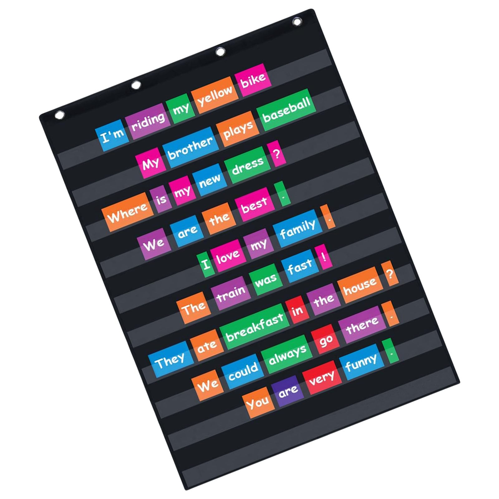Xinsheinelry Standard Pocket Charts Sentence Strips Holder Interactive and Versatile Pocket Charts for Vocabulary Practice Spelling Wall Hanging