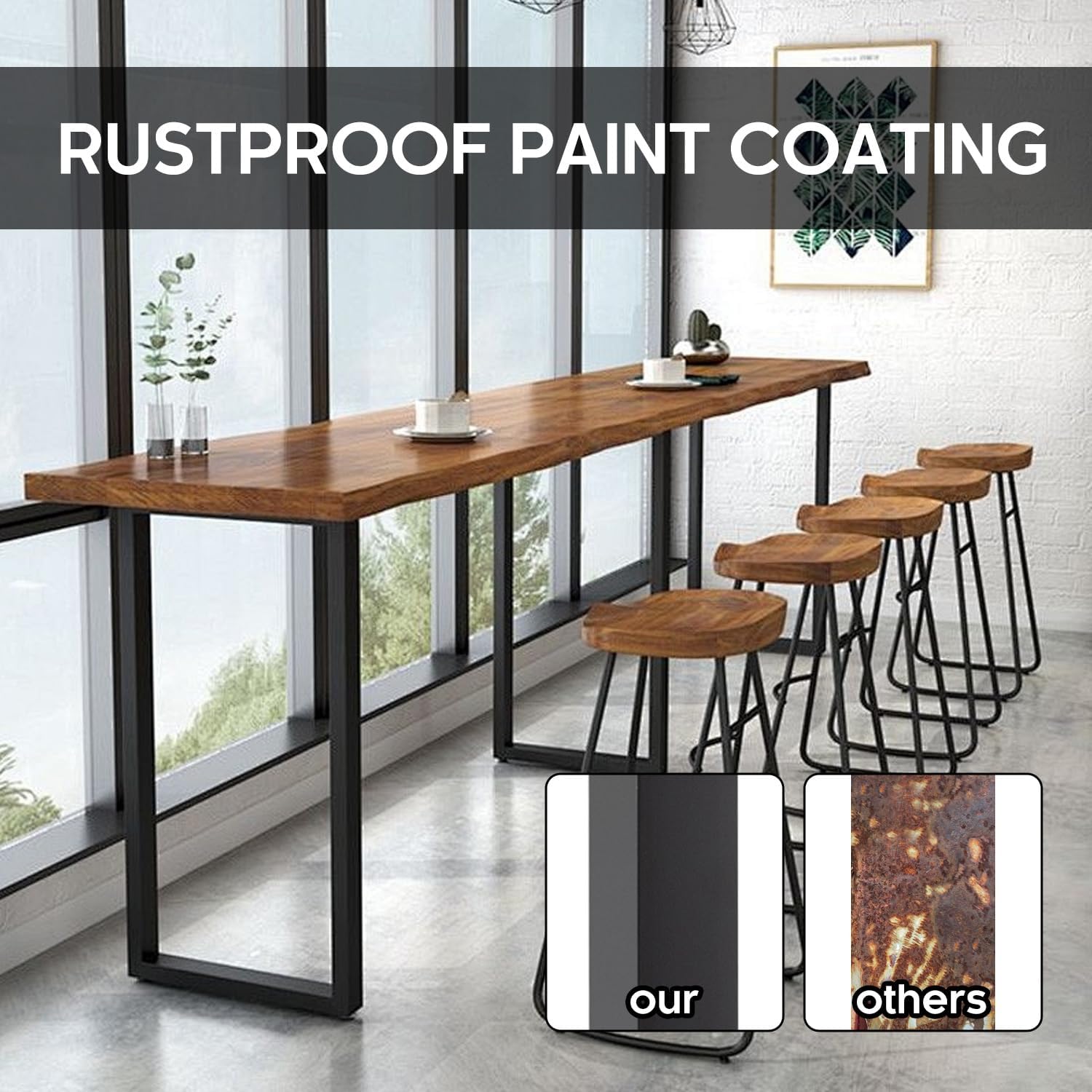 40 Inch Bar Table Legs for Desk, Dining Table with Adjustable Feet Pads,Home DIY Furniture Legs，Black Set of 2.
