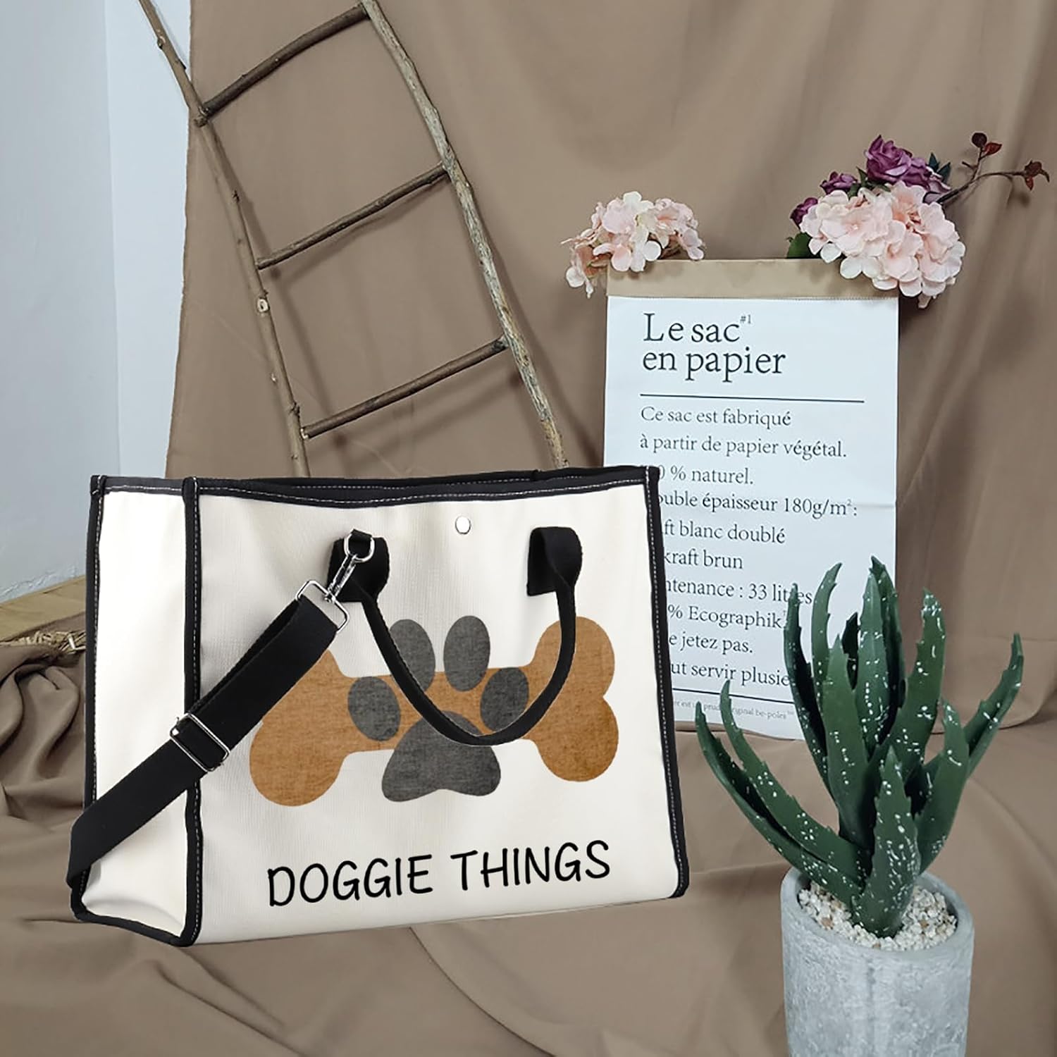 FOTAP Dog Lover Shopping Bag - Owner Tote for Toys, Park, and Doggie Things - Gift (DOGGIE THING LT) - Image 2