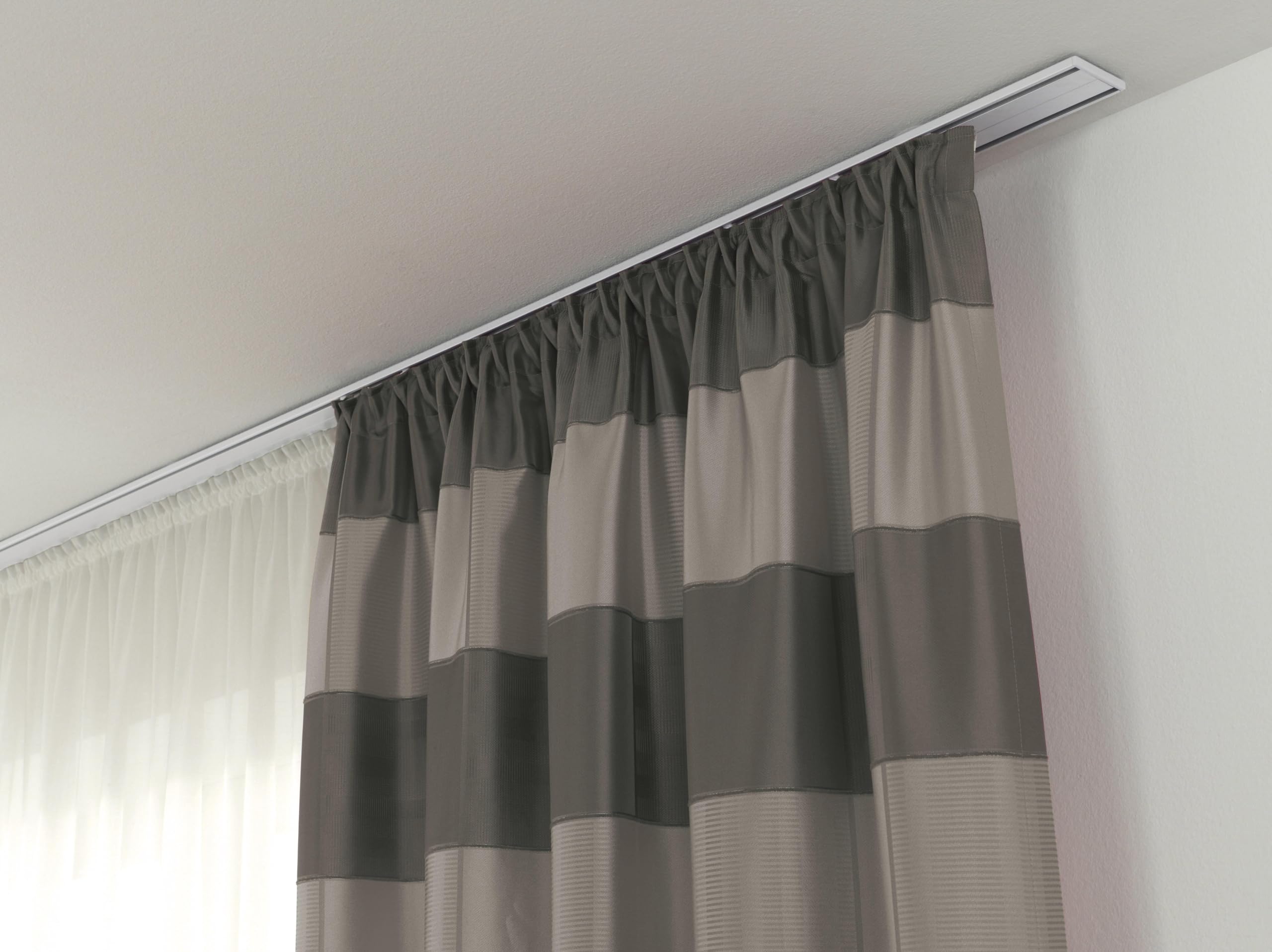 Kit De Rail à Rideaux Aluminium Rail 27.5x14.5 Blanc, L.150 Cm Sans Cordon 89983531